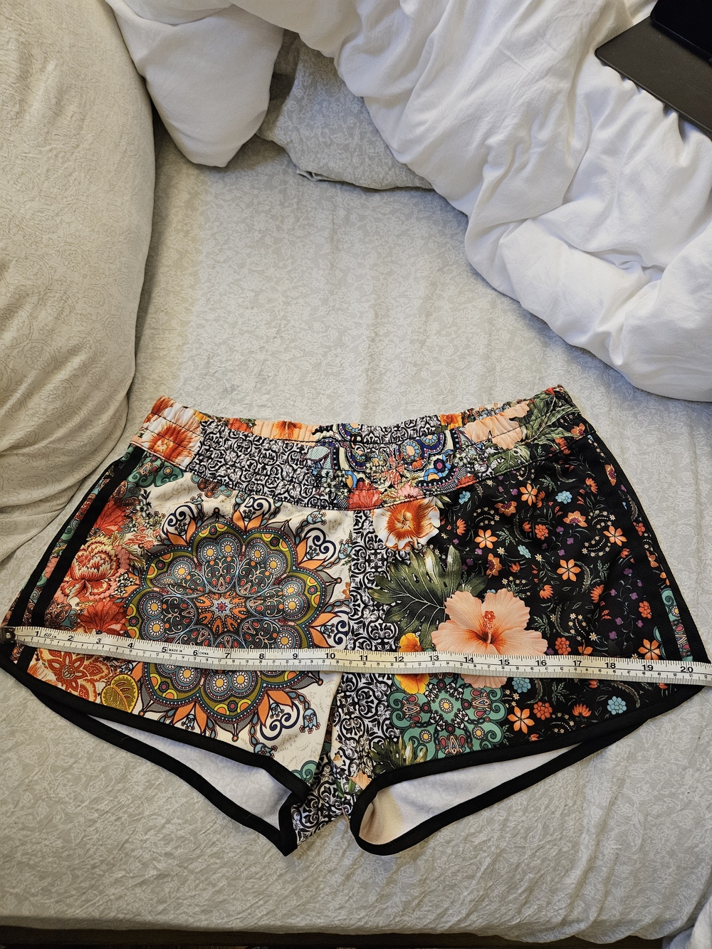 adidas Women's Floral Patchwork Athletic Shorts - Black & Multicolor